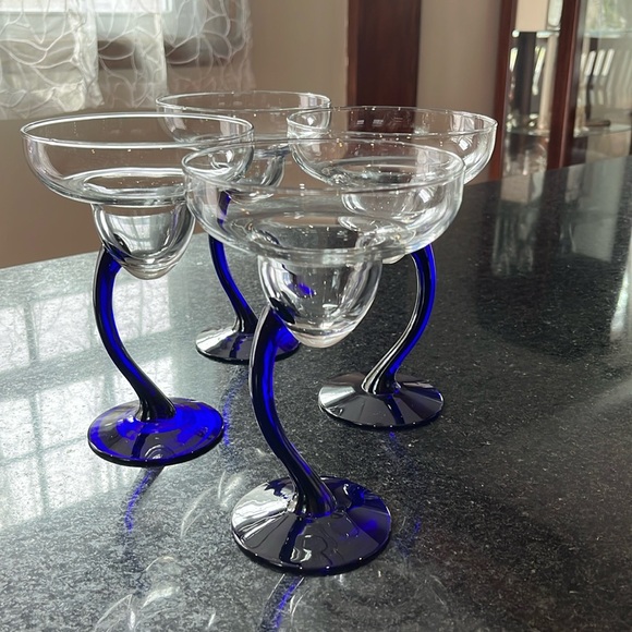 Blue Glass Margarita Glasses - Picture 1 of 4